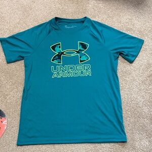 Under Armour Boy’s Teal Short-Sleeve Logo Tee with Camo Accent
